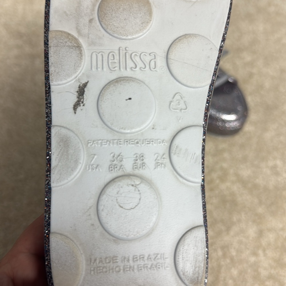 Women’s 7 DISNEY X MELISSA Silver Sparkle Lace Up Sparkle Sneakers Walking Shoes - Picture 4 of 7
